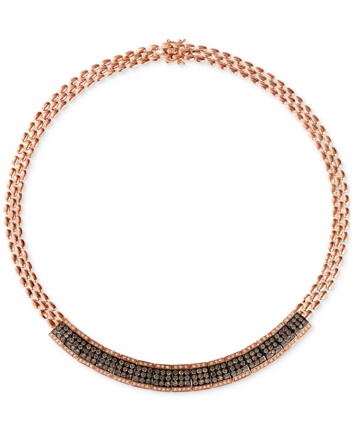 Chocolate Diamond & Vanilla Diamond Cluster 17" Collar Necklace (6-1/4 ct. t.w.) in 14k Rose Gold