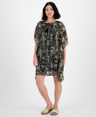 JM Collection - Petite Embellished Placket Caftan Dress
