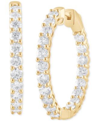 Lab Grown Diamond In & Out Small Hoop Earrings (3 ct. t.w.) in 14k White, Yellow or Rose Gold