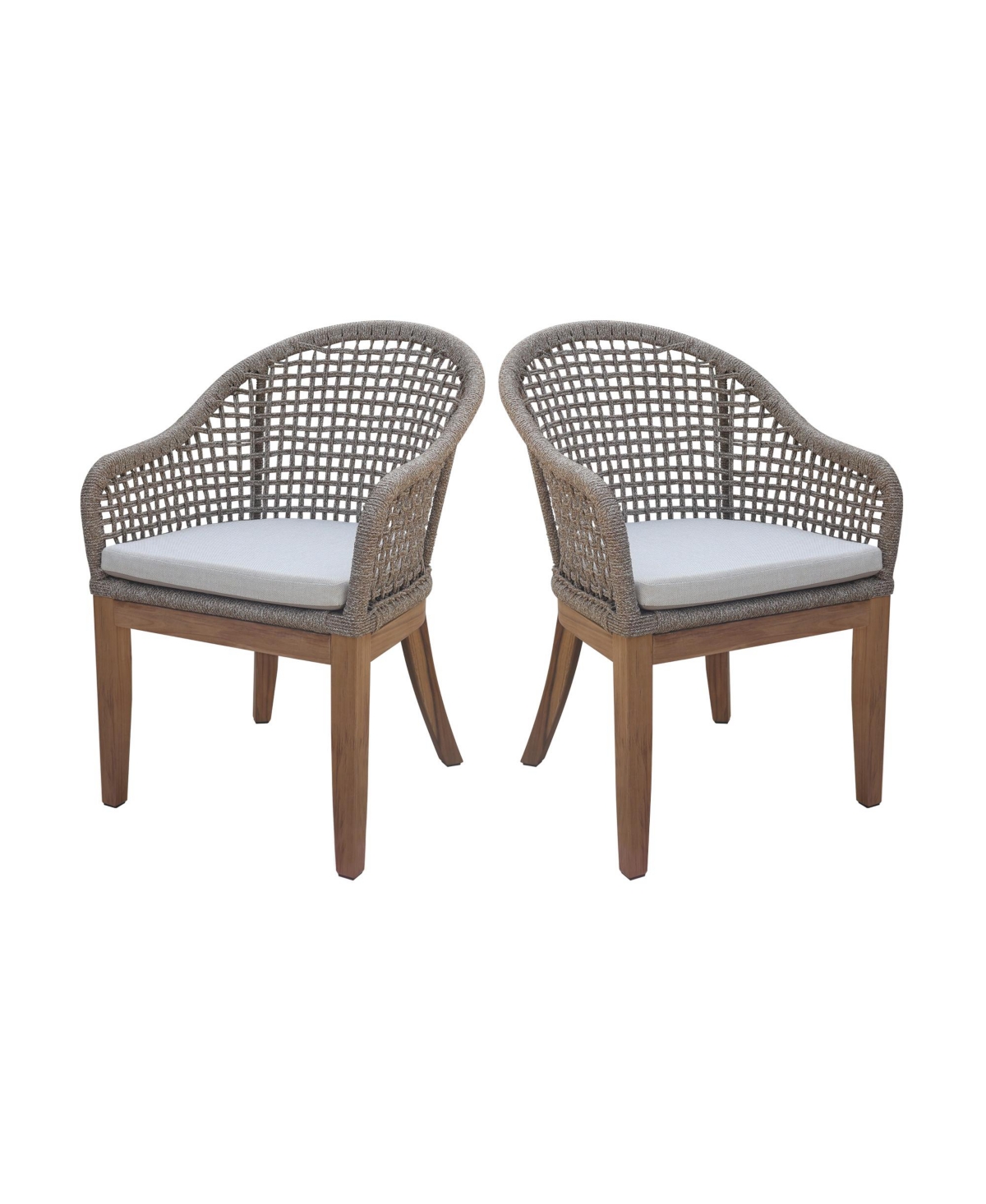 International Concepts Set Of Two Outdoor Teak Patio Dining Chair With Cushions In Natural