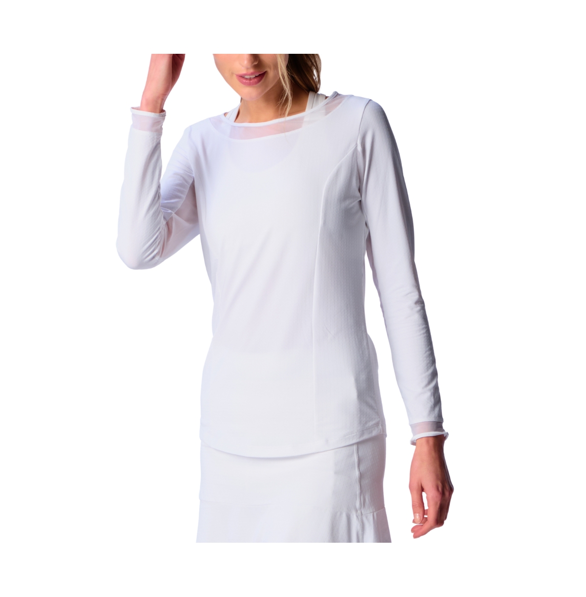 G Lifestyle Clothing Women's Mesh Insert Long Sleeve Top Hot Pink Small