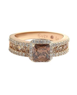 Suzy Levian Sterling Silver Cubic Zirconia Center Stone Ring