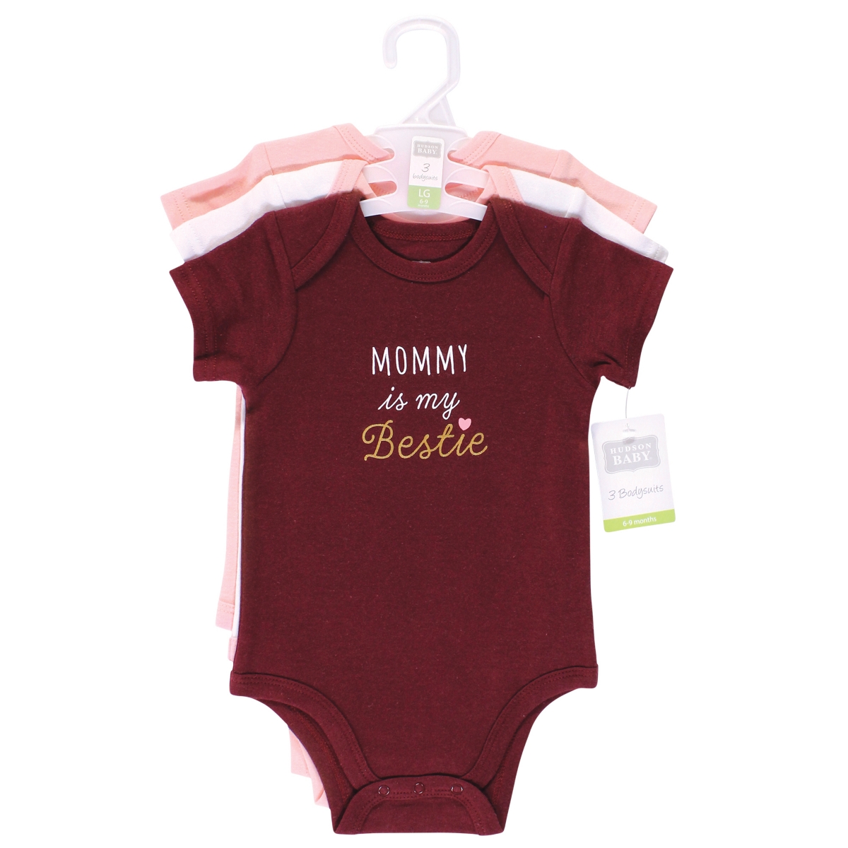Hudson Baby Baby Girls Cotton Bodysuits,- Mommy my bestie