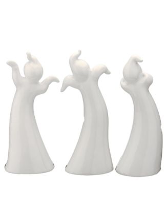 7" Three Dancing Ghosts Ceramic Decoration, LED Lights, Pack of 3, Halloween Collection