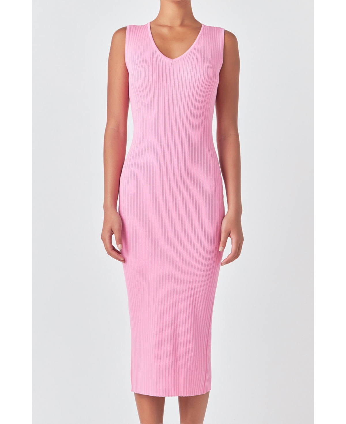 Women's Ribbed Sleeveless Maxi Dress - Pink
