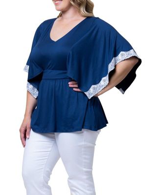 Plus Size Sarah Lace Trim Peplum Top