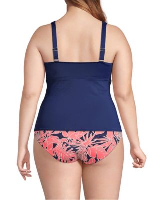 Plus Size V-Neck Wrap Underwire Tankini Swimsuit Top