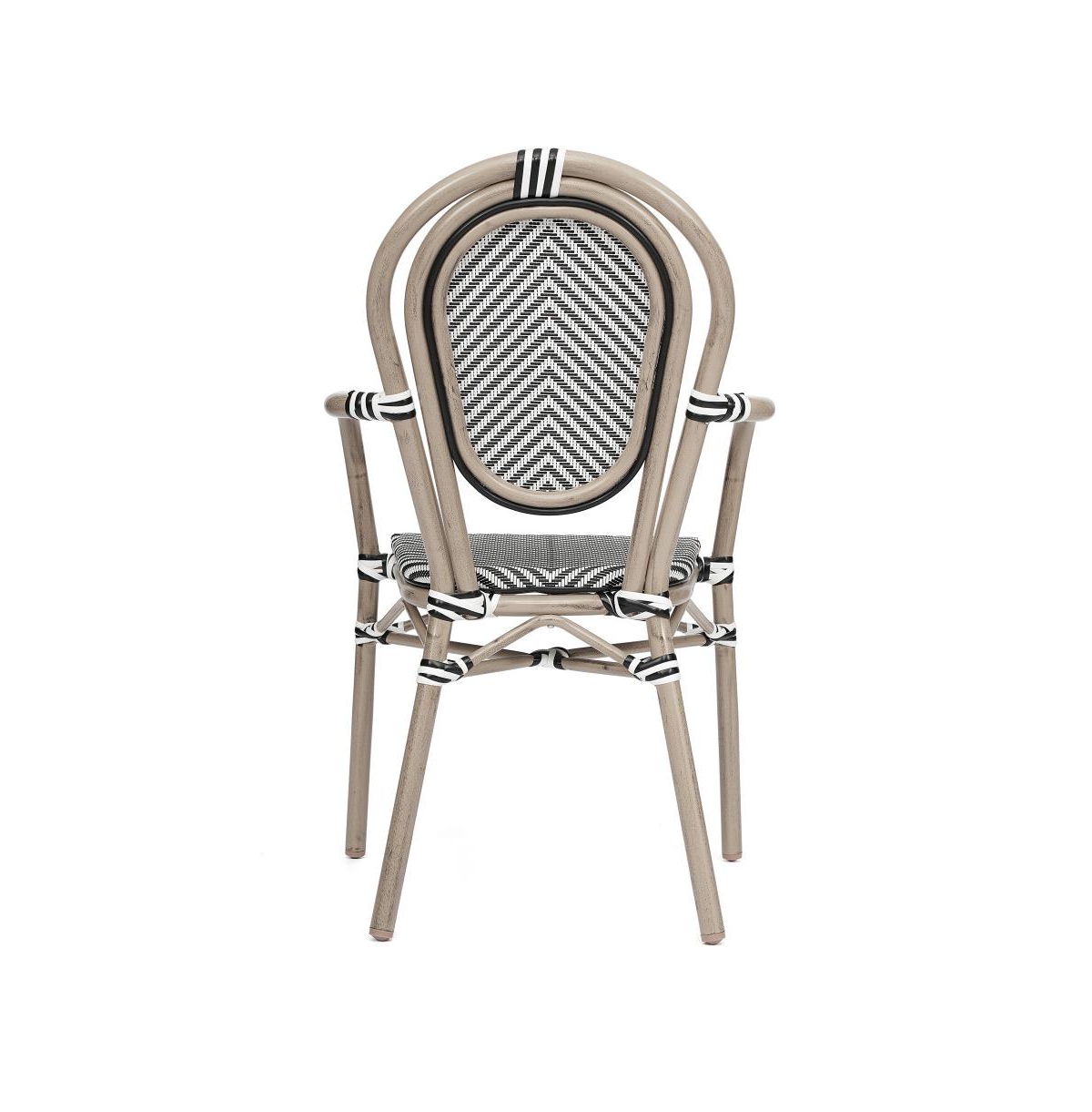 Merrick Lane Mael Set Of Four Stacking Thonet Bistro Style Chair With Arms, Textilene Seat