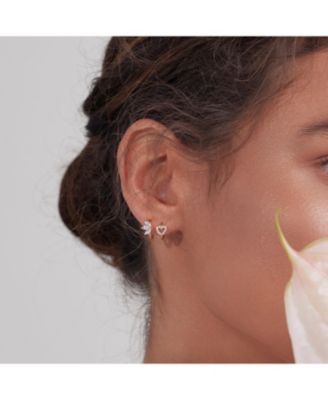 14k Gold Plated Lotus Huggies Minimalist Dainty Holiday Gift Idea