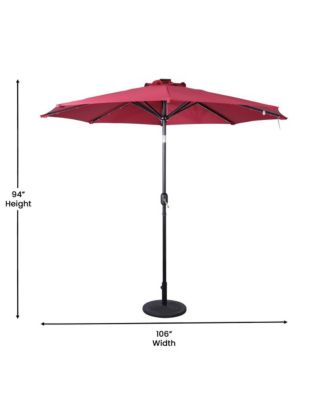 Kinsley 9 Ft Solar Patio Umbrella with LED Lights, Crank Handle & Push Button Tilt