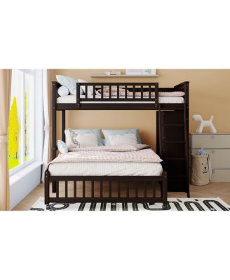 Twin Over Full Bunk Bed with Drawers and Shelves