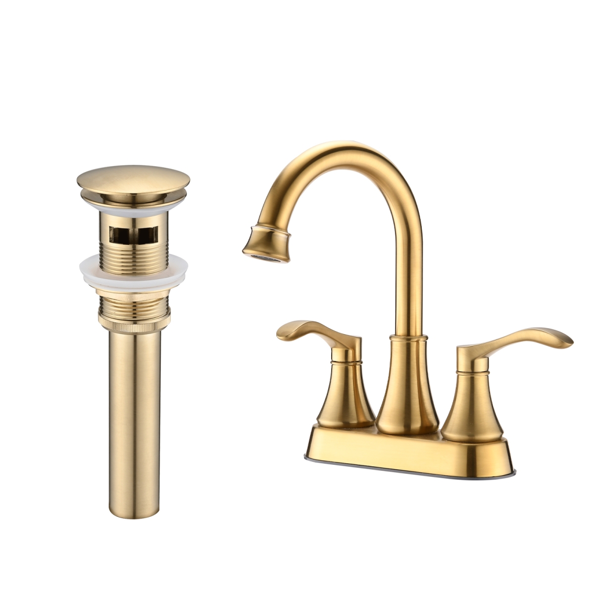 Streamdale Furniture Inches Centerset Bathroom Faucet 360 Swivel Spout, With Pop Up Drain -- Brushed gold