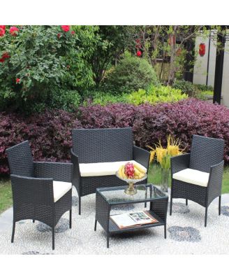 Streamdale 4-Piece Rattan Patio Set with Cushions