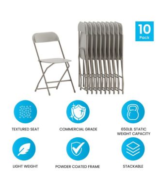 Set Of 10  650 Llb Weight Capacity  Plastic Stackable Folding Plastic Chairs