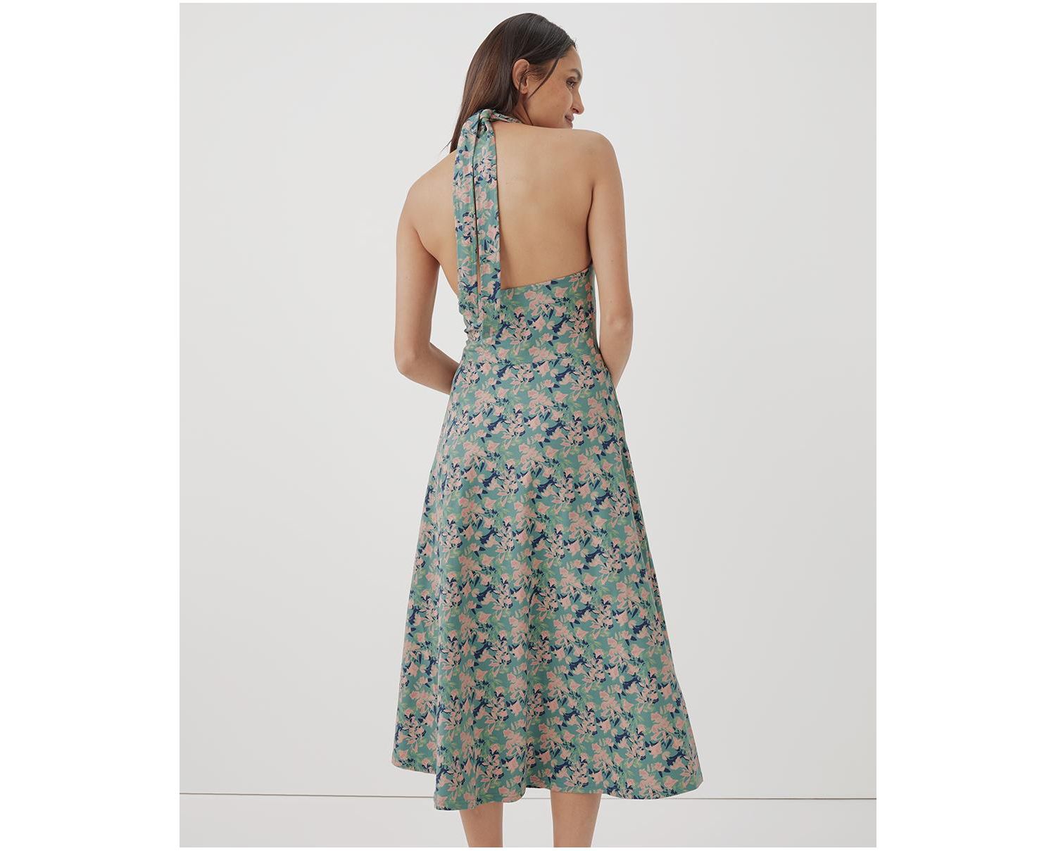 Women's Organic Cotton Fit & Flare Modern Halter Dress