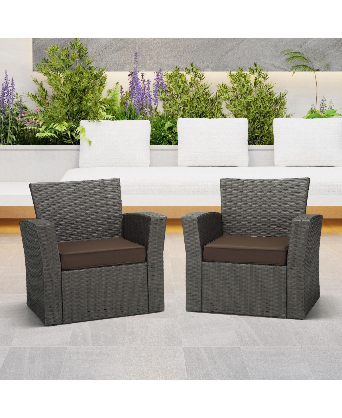 WestinTrends Outdoor Patio Furniture Seat Chair Square Cushions with Piping. Set of 2, 20
