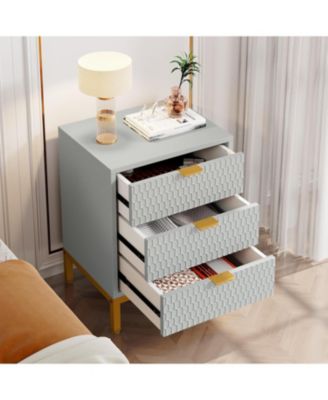 3-Drawer Nightstand, 25.8" Tall Modern Bedside Table, Large Side End Table with Storage Drawers for Bedroom