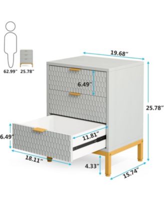 Set of 2 Nightstand with 3-Drawer, 25.8" Tall Modern Bedside Table, Large Side End Table with Storage Drawers for Bedroom