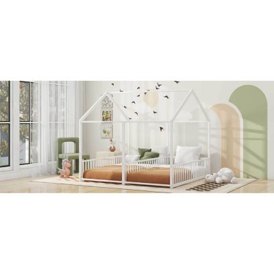 Metal Twin Size House Platform Beds, Two Shared