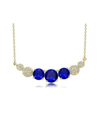 Radiant Gorgeous 14K Gold Plated Round CZ Curved Bar Necklace