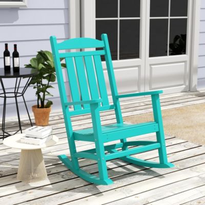 3 Piece Outdoor Porch Rocking Chairs with Round Side Table Set