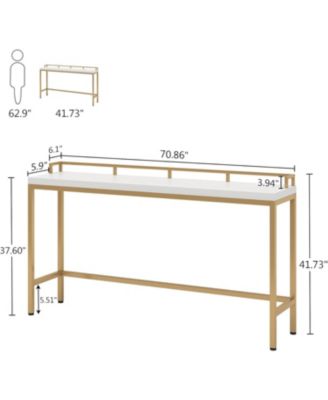 70.9 inch Extra Long Sofa Table Rustic Industrial Console Table Behind Couch, Narrow Entryway Hallway Table Skinny Sofa Bar Table for Living Room (Brown)