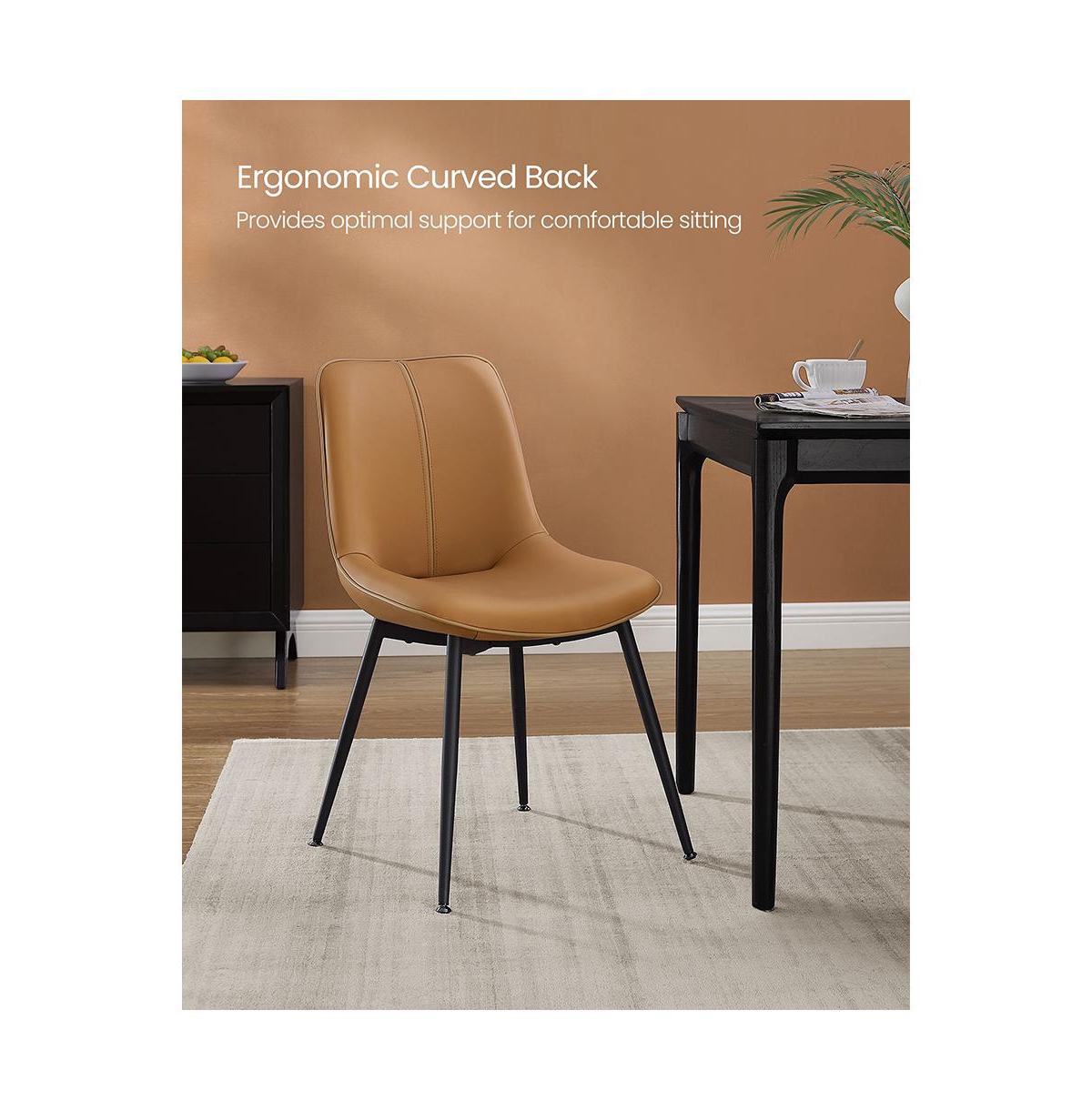 Slickblue Leather Dining Chairs Set of 2, Comfortable Upholstered Seat with Metal Legs Swivel Leveling Feet