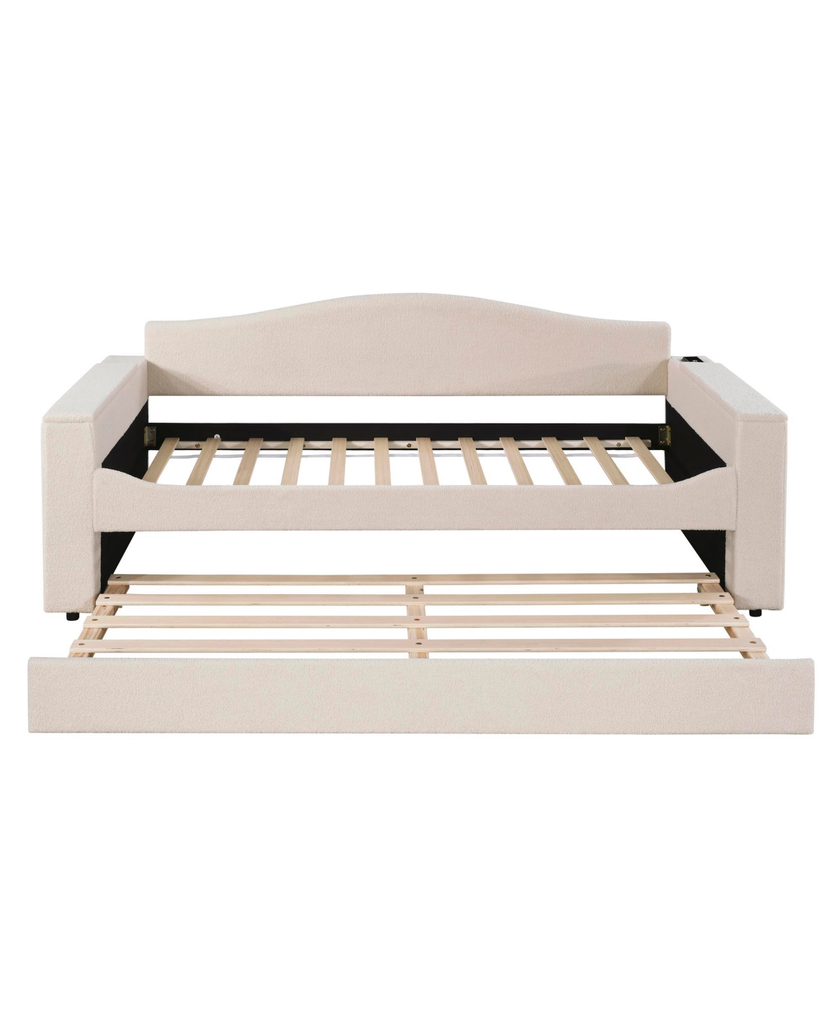 Simplie Fun Gray upholstered daybed with storage, trundle, Bluetooth audio