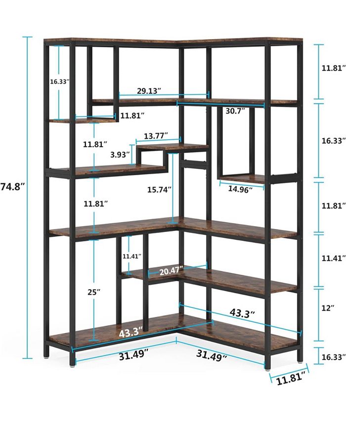 Tribesigns 6Shelf Corner Bookshelf, Large Modern Corner Bookcase, 6