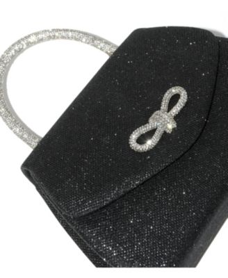 Ladies' Evening Bag with Glitter Handle and Bow