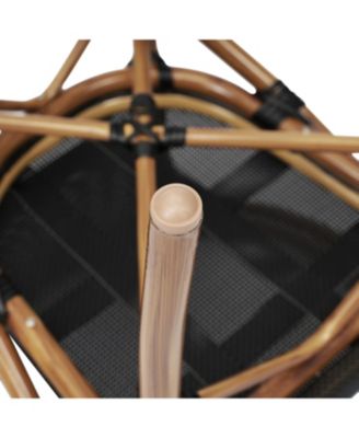 Mael Stacking Thonet Bistro Style Chair With Arms, Textilene Seat, And Bamboo Finished Metal Frame For Indoor/Outdoor Use