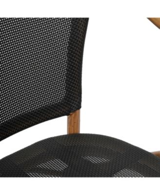 Mael Stacking Thonet Bistro Style Chair With Arms, Textilene Seat, And Bamboo Finished Metal Frame For Indoor/Outdoor Use