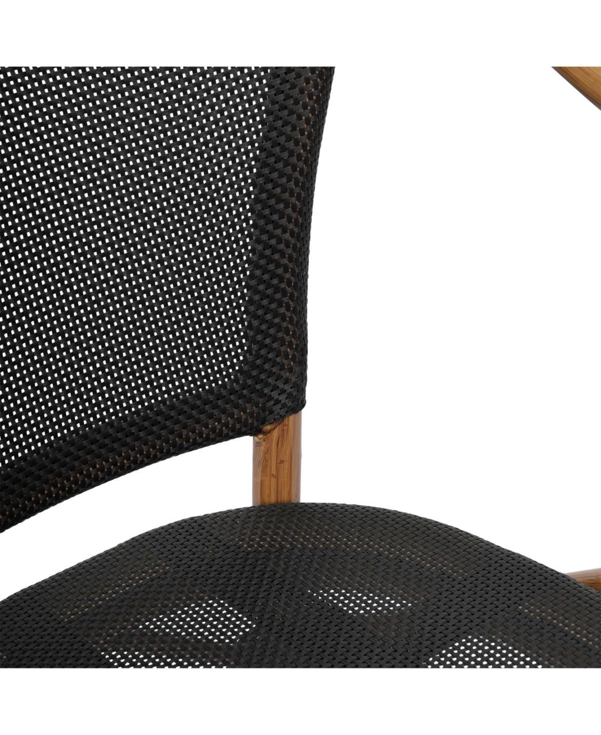 Merrick Lane Mael Stacking Thonet Bistro Style Chair With Arms, Textilene Seat, And Bamboo Finished Metal Frame For Indoor/Outdoor Use -natural