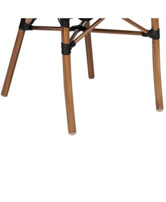 Mael Stacking Thonet Bistro Style Chair With Arms, Textilene Seat, And Bamboo Finished Metal Frame For Indoor/Outdoor Use