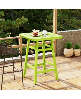 42" Square Outdoor Patio Bistro Bar Table With Umbrella Hole