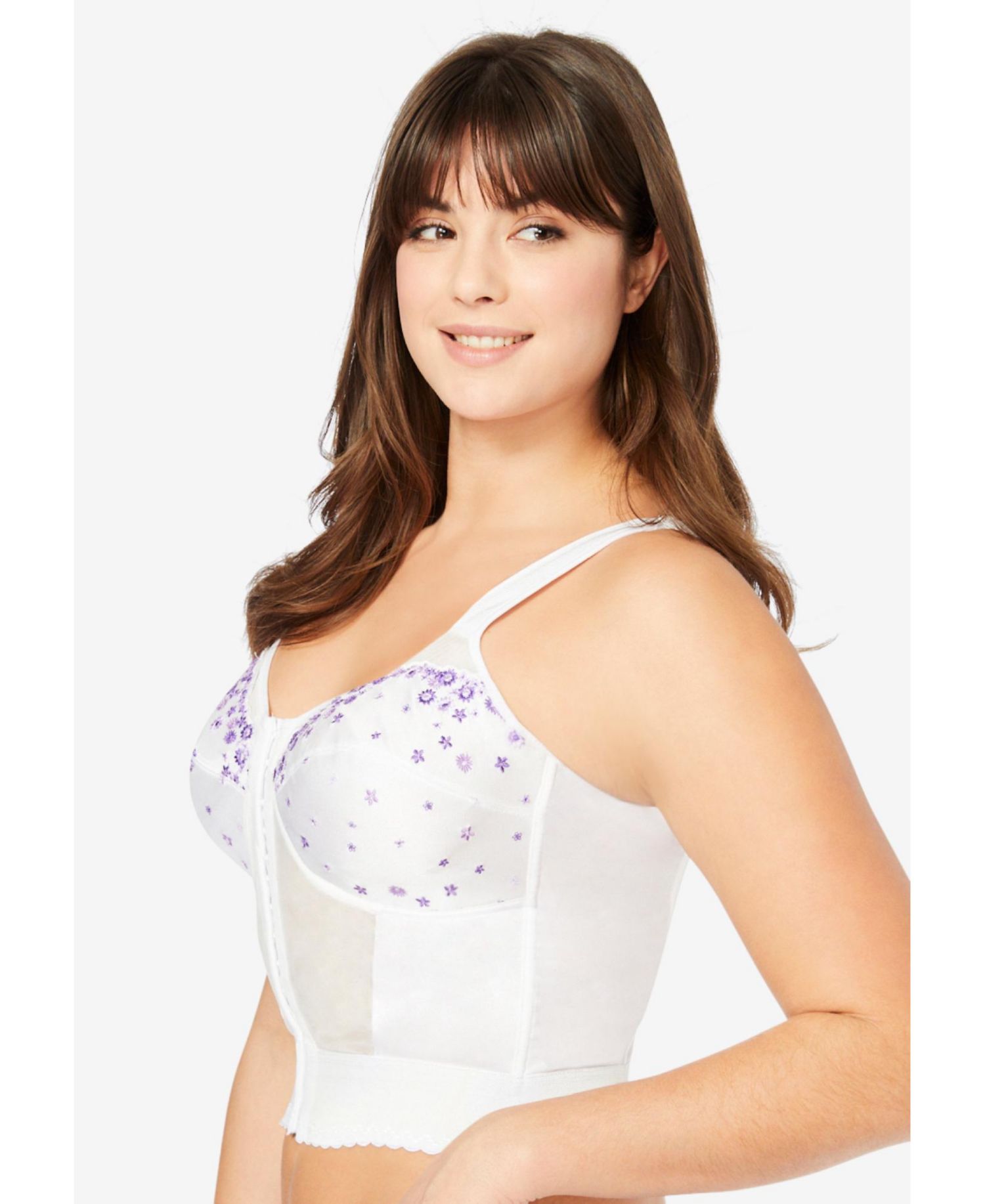 Women's Embroidered Front-Close Longline Posture Bra