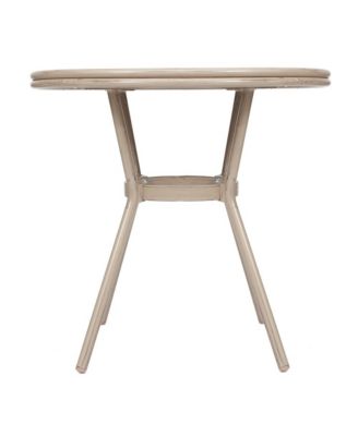 Mael Bistro Style Table With Tempered Glass Top, Textilene, And Bamboo Finished Metal Frame For Indoor/Outdoor Use