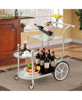 Kitchen Rolling Bar Cart with Tempered Glass Suitable for Restaurant and Hotel