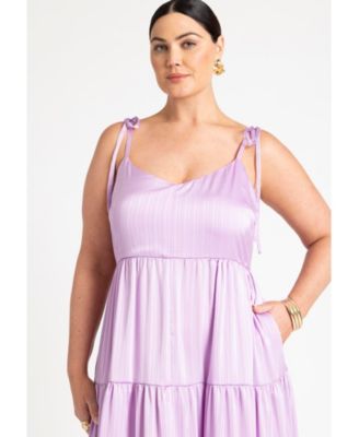 Women's Plus Size Tiered Satin Maxi Dress