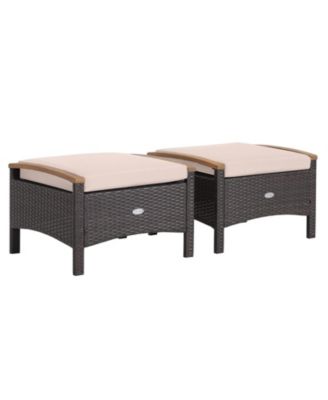 Set of 2 Fade-Resistant Wicker Patio Ottoman