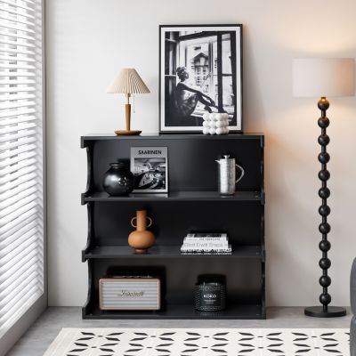 4-Tier Black Book Shelf & Coffee Table
