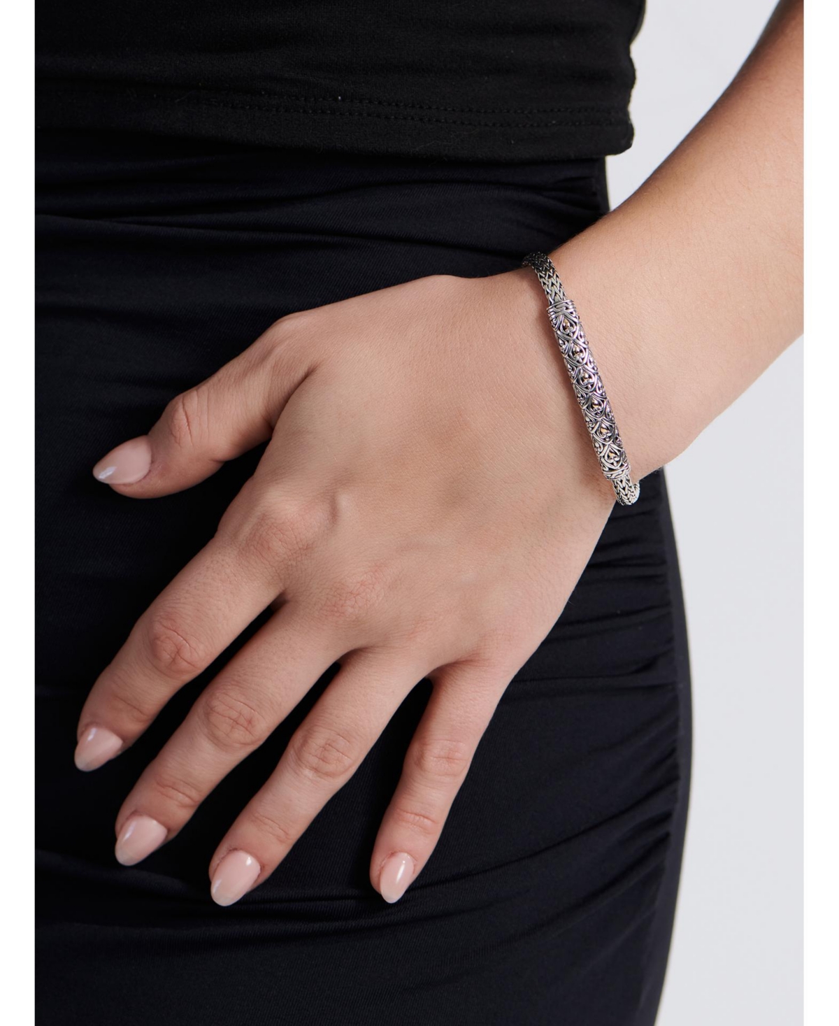 Devata Dragon Skin Dragon Bone Chain Bracelet in Sterlingand 18K Gold - Silver