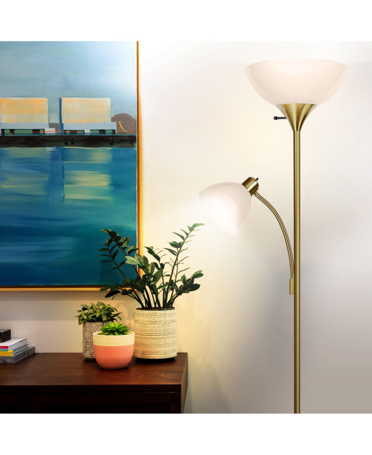 Sky Dome Plus 72" Led Torchiere Floor Lamp with 1 Reading Arm