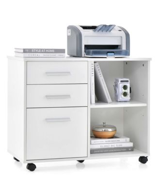 3-Drawer File Cabinet Mobile Lateral Printer Stand Storage Shelves