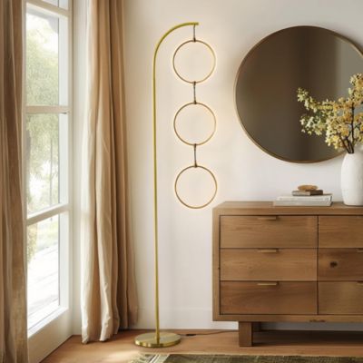 Nova 74" Dimmable LED Floor Lamp with Hanging Ring Lights