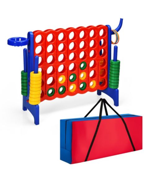 Детские игрушки Costway 2 Pcs Giant 4-IN-A-ROW Jumbo 4-to-Score Game Set W/Storage Carrying, цвет: Синий