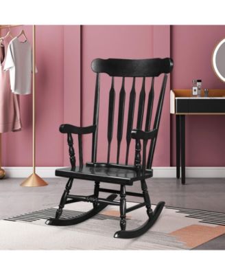 Rocking Chair with Solid Wooden Frame for Garden and Patio