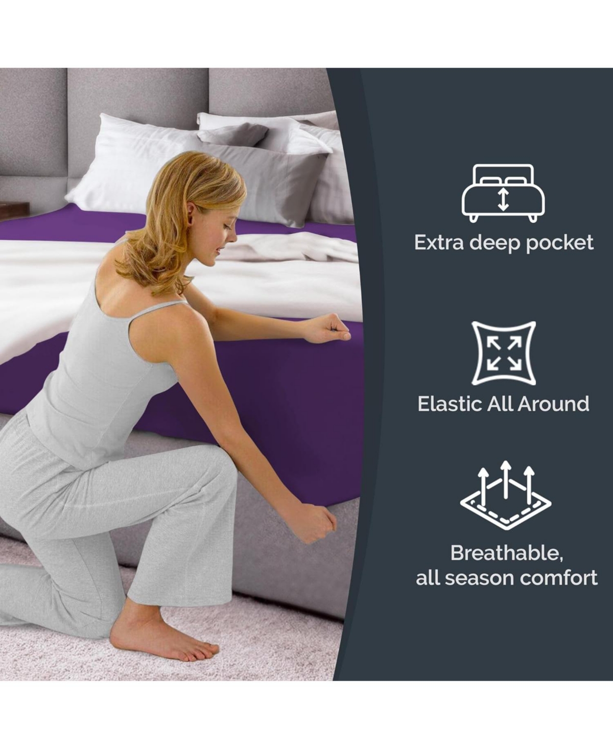 Cgk Unlimited Extra Deep Pocket 18 - 24 Inch Microfiber Fitted Sheet - Extra Long