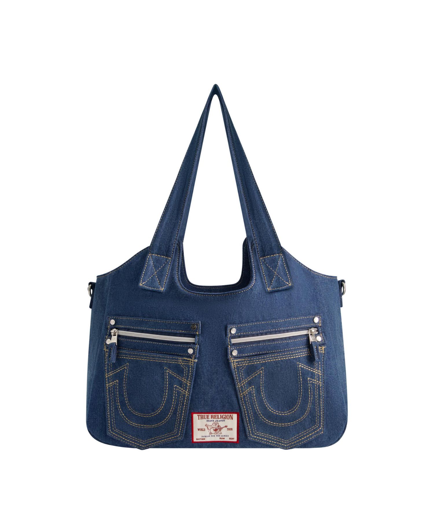 Horseshoe Stitch Denim Satchel
