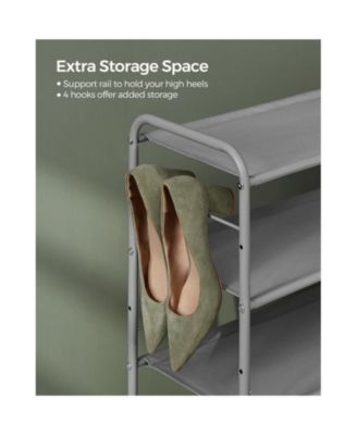 Multi Tier Shoe Rack, Shoe Organizer, Fabric Shoe Shelf Storage, Height-Adjustable Shoe Rack, 2 Tier